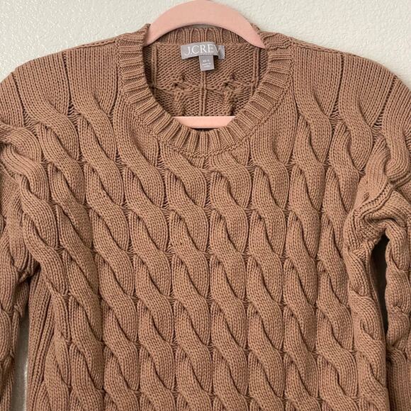 J. Crew Sweater Womens XS S Brown Cable Knit Side Slit Quiet Luxury Minimalist - Picture 4 of 12